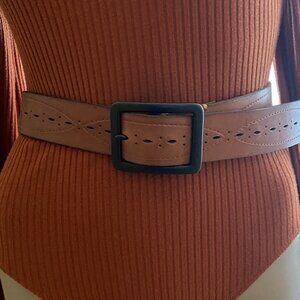 VINTAGE genuine leather pierced and stitched 7 Hills belt - unisex